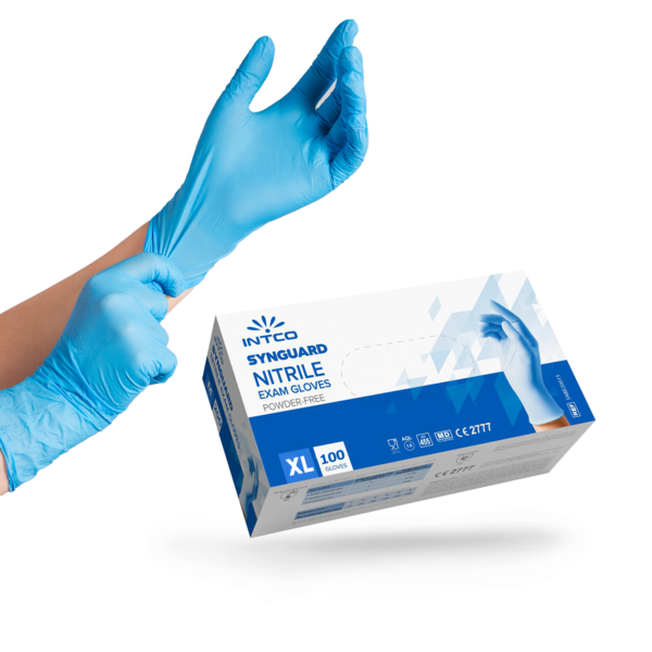 100 Stück INTCO SYNGUARD NITRIL medizinische Einweghandschuhe Blau latex- und puderfrei Gr. XL
