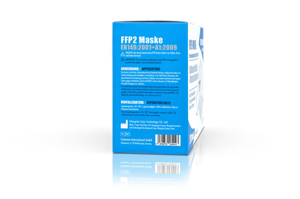 20 Stück Hygisun FFP2 Atemschutzmasken mit Nasenbügel CE1463 Weiß