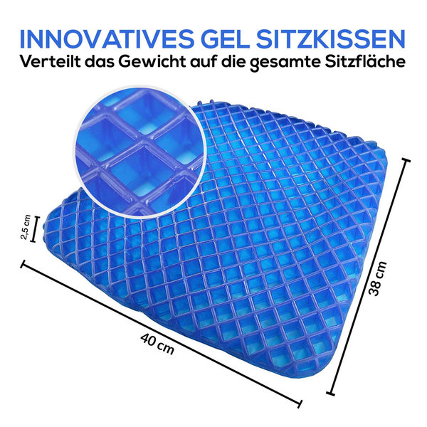 SHD Innovatives Gel Sitzkissen Blau 40 x 38 cm
