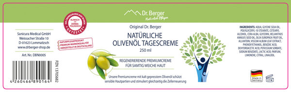 Original Dr. Berger Natürliche Olivenöl Tagescreme 250 ml
