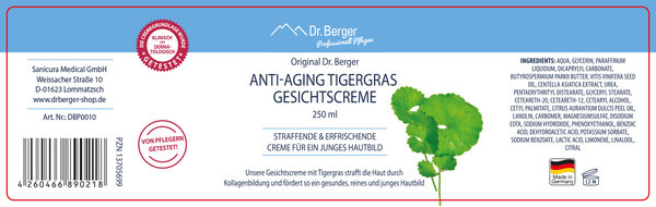Original Dr. Berger Anti-Aging Tigergras Gesichtscreme 250 ml
