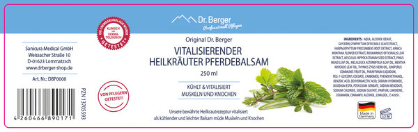 Original Dr. Berger Vitalisierender Heilkräuter Pferdebalsam 250 ml