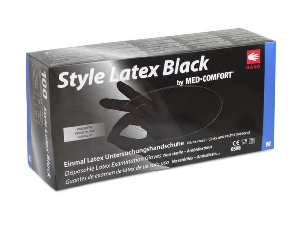 100 Stück Ampri Style Latex Einmalhandschuhe puderfrei Schwarz Gr. M-XL