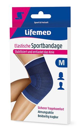 Lifemed Elastische Sportbandage für Knie Blau Gr. S-XL