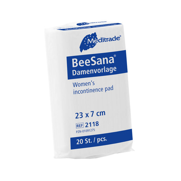 20 Stück Meditrade BeeSana Damenvorlage Weiß 7 x 23 cm